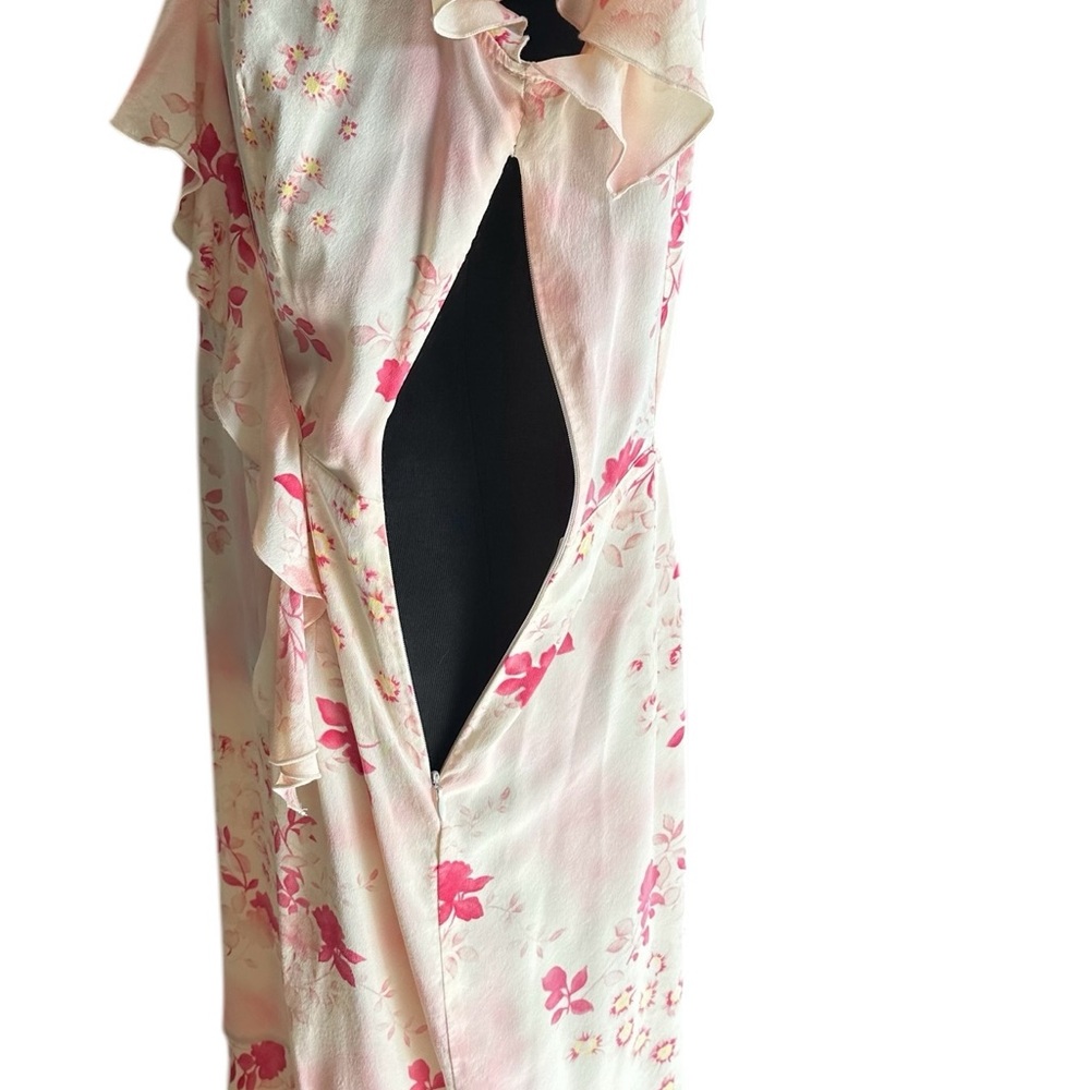 GERARD DAREL WOMANS SILK FLORAL PINK MIDI DRESS SIDED ZIPPER SZ 8.5 US - Picture 5 of 12
